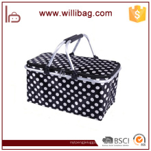 Folding Insulated Cooler Basket Bag Outdoor Picnic Basket